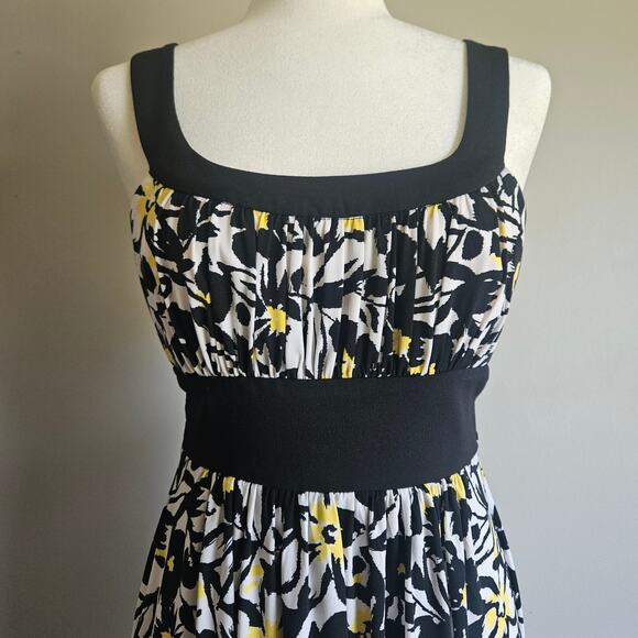 Love Tease‎ Dress Size L Black Floral Babydoll Fit & Flare Milkmaid Y2K Stretch - Picture 2 of 9